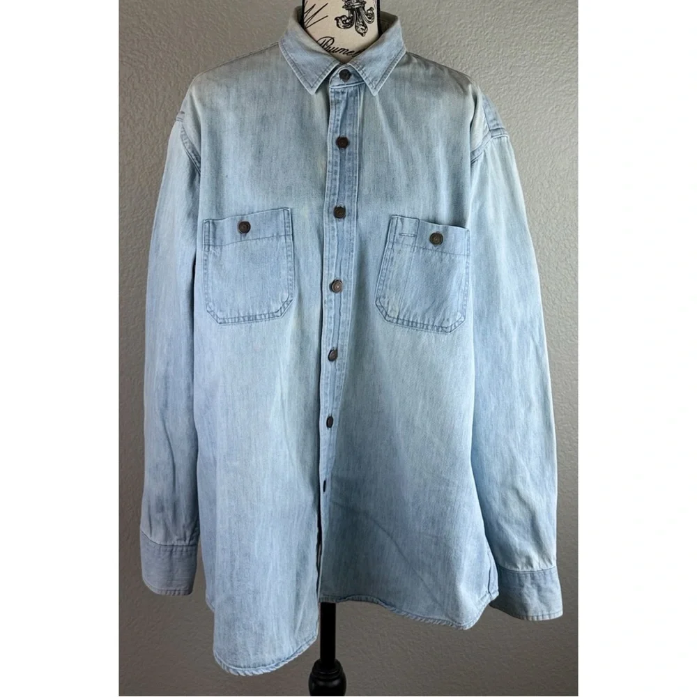 J Crew Vintage ‘Outfitters’ 80s 90s Men’s Chambray Button Down Shirt, size XL